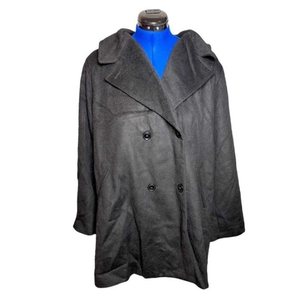 NWOT Jessica London 26W black wool blend‎ shawl collar A line cut winter coat